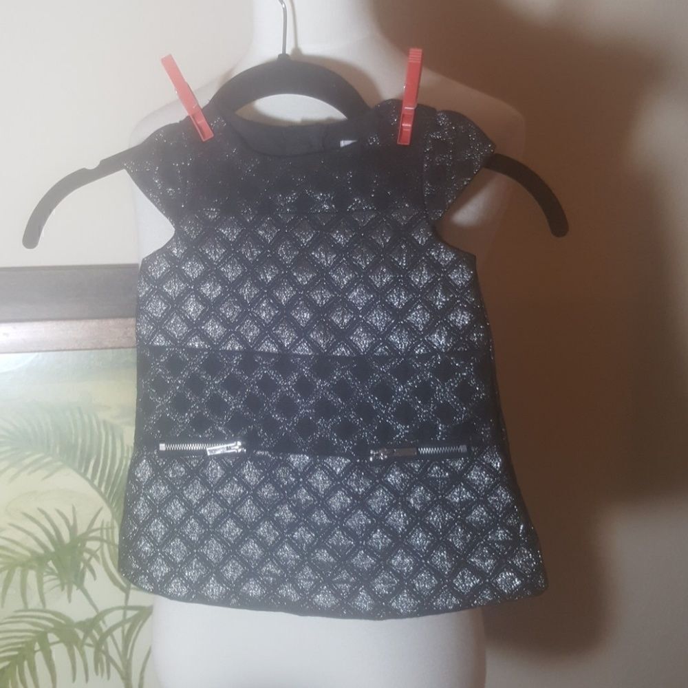 TAHARI BABY Black Metallic Dress - Size 12M - Picture 2 of 6